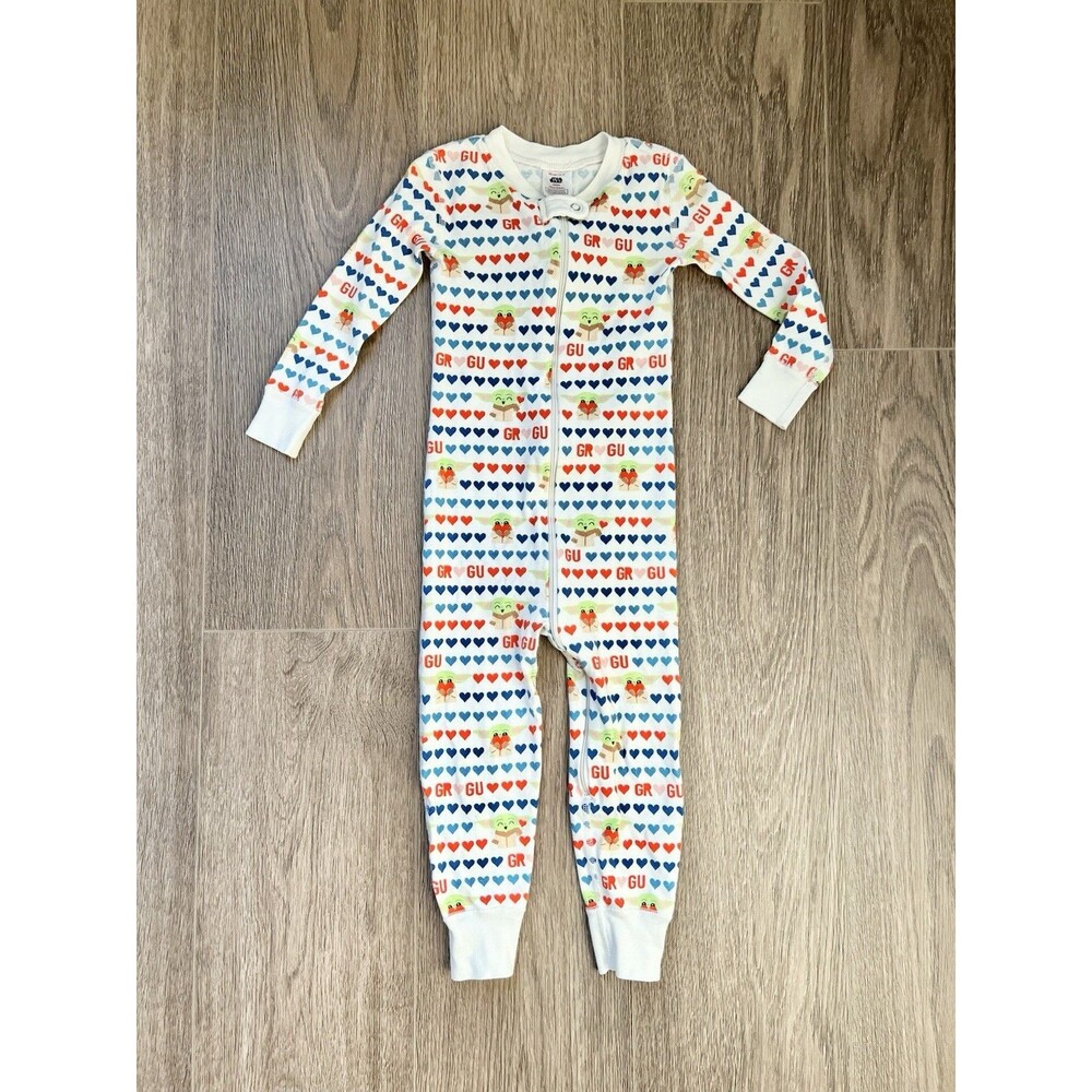 Hanna Andersson 90cm /3T Grogu Star Wars Valentine Heart Pajamas One Piece Zippy